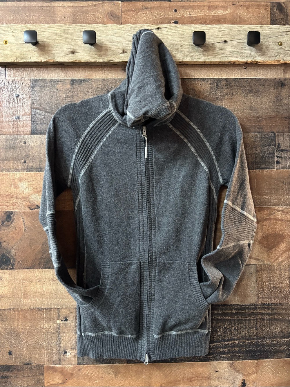 Athleta Women's Full-Double Zip Hooded Sweater - Charcoal Gray